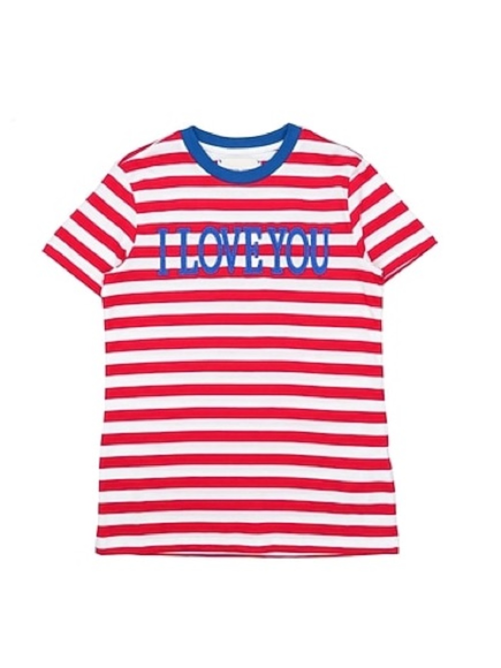 Alberta Ferretti NWOT Red & White Striped Tee with Blue 'I LOVE YOU' sz12